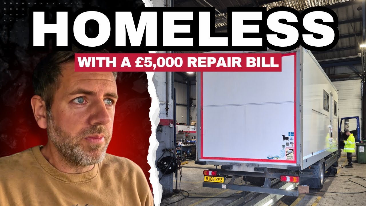 YouTube post by @Touringwiththekids for JustGiving. Caption reads: 350 Miles for a Service… And Our Lorry Breaks....