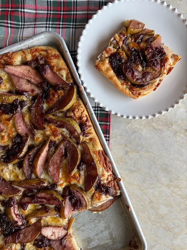 Instagram post by @noahtanen for Food52. Caption reads: Sweet meets savory in this “Hauliday”-ready sheet....