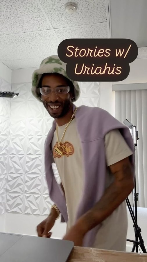Instagram post by @uriahisworldwide for King Ice. Caption reads: [...] MERCH !out now! 1. Photoshoot w/ @kingice (....