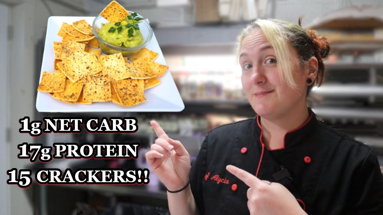 YouTube post by @KetoUpgrade for Perfect Keto. Caption reads: How to make DELICIOUS Protein Crackers at Home! NO....