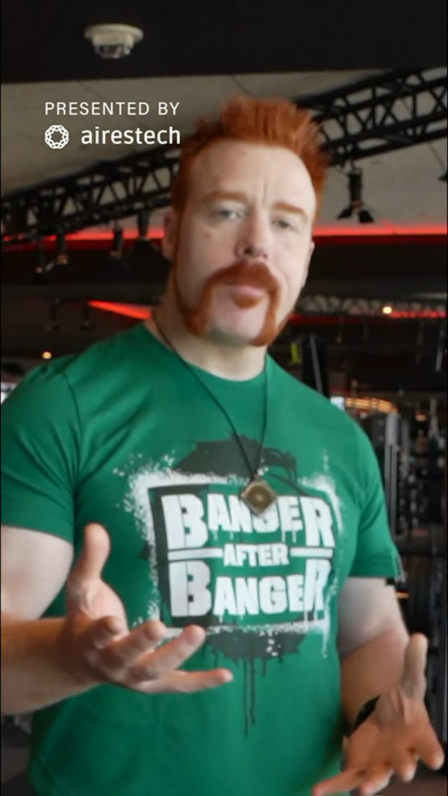 Instagram post by @wwesheamus for AiresTech. Caption reads: [...] protected from harmful EMFs, thanks to....