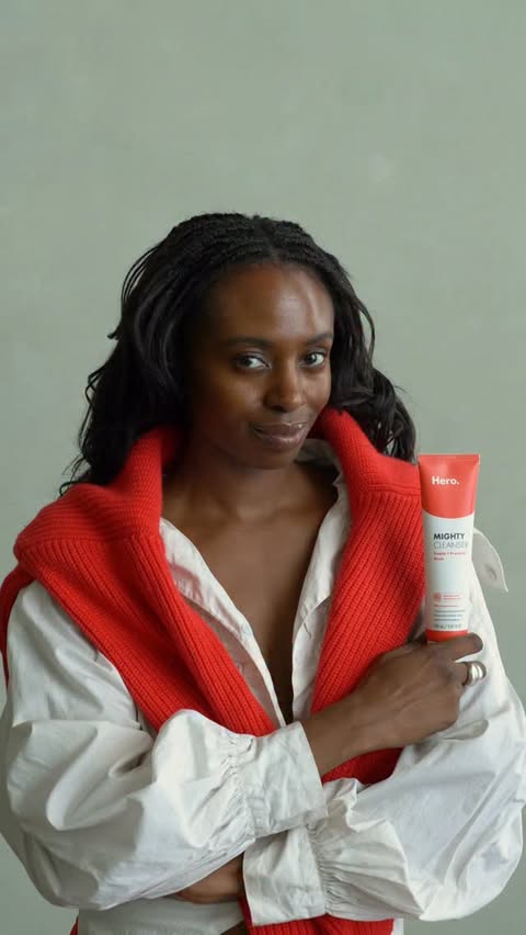 Instagram post by @atiyawalcottfits for Hero Cosmetics. Caption reads: [...] era of cleansers is here, thanks to....