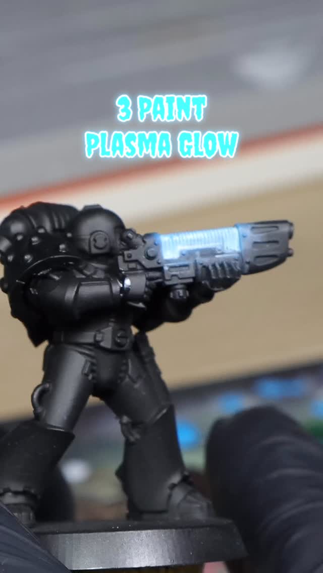 Instagram post by @spenspainting for AK-Interactive. Caption reads: Super simple plasma glow: just 3 paints and no....