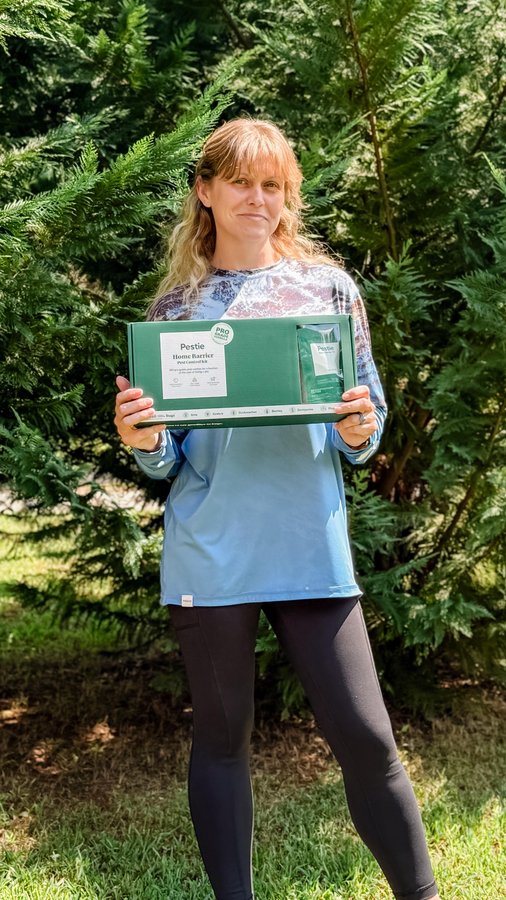 Instagram post by @madisynandmamareviews for Pestie. Caption reads: ust finished treating the yard in 10 minutes-yep,....