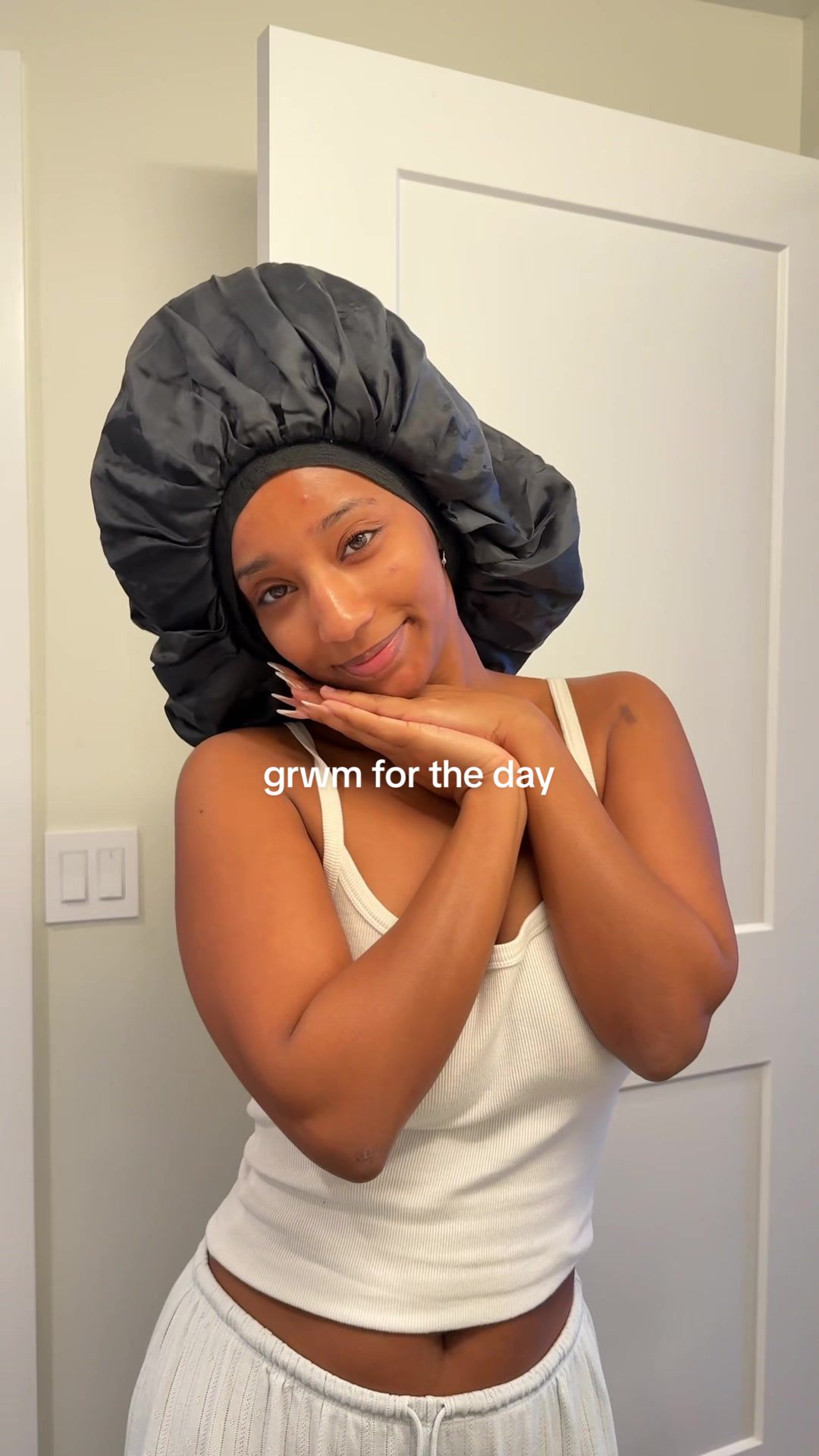 TikTok post by @samrawitmintesnot for Beekman 1802. Caption reads: [...] me for the day! @medicube global toner pads....