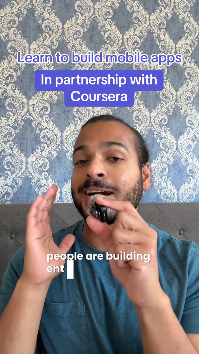 Instagram post by @remoteree for Coursera. Caption reads: #CourseraPartner Learn to build mobile apps with....