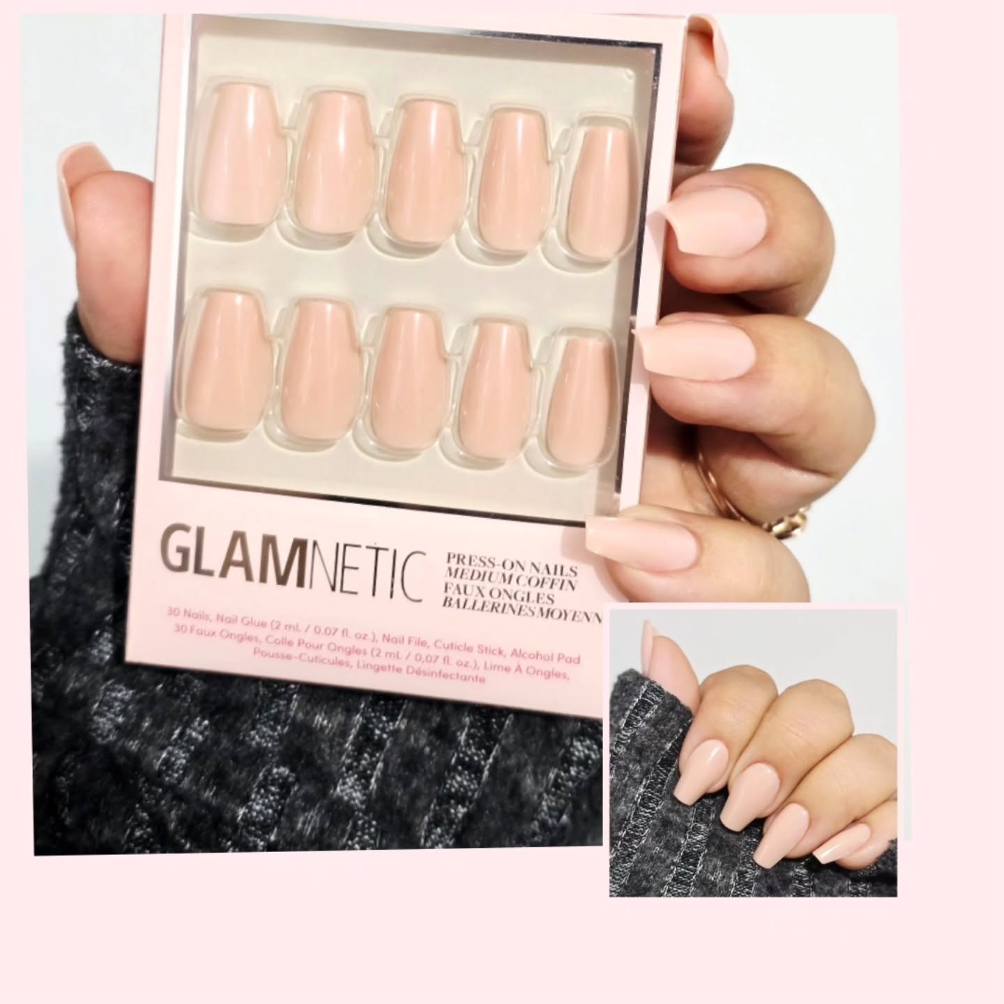 Instagram post by @o0o__honey__o0o for Glamnetic. Caption reads: Hey, Insta-fam. Sorry for being MIA this past....