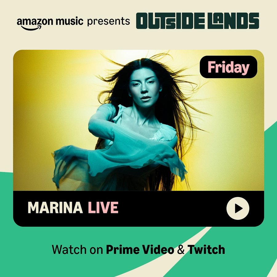 Instagram post by @marinahq for Twitch. Caption reads: [...] performance today on @PrimeVideo and....