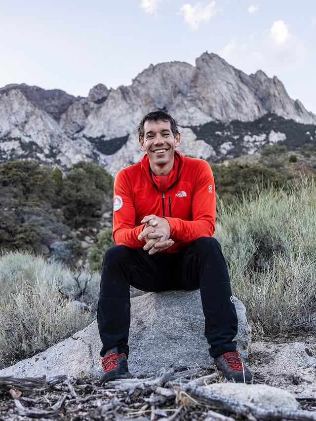 Instagram post by @alexhonnold for Travel Nevada. Caption reads: [...] of Nevada for a new TV series with....