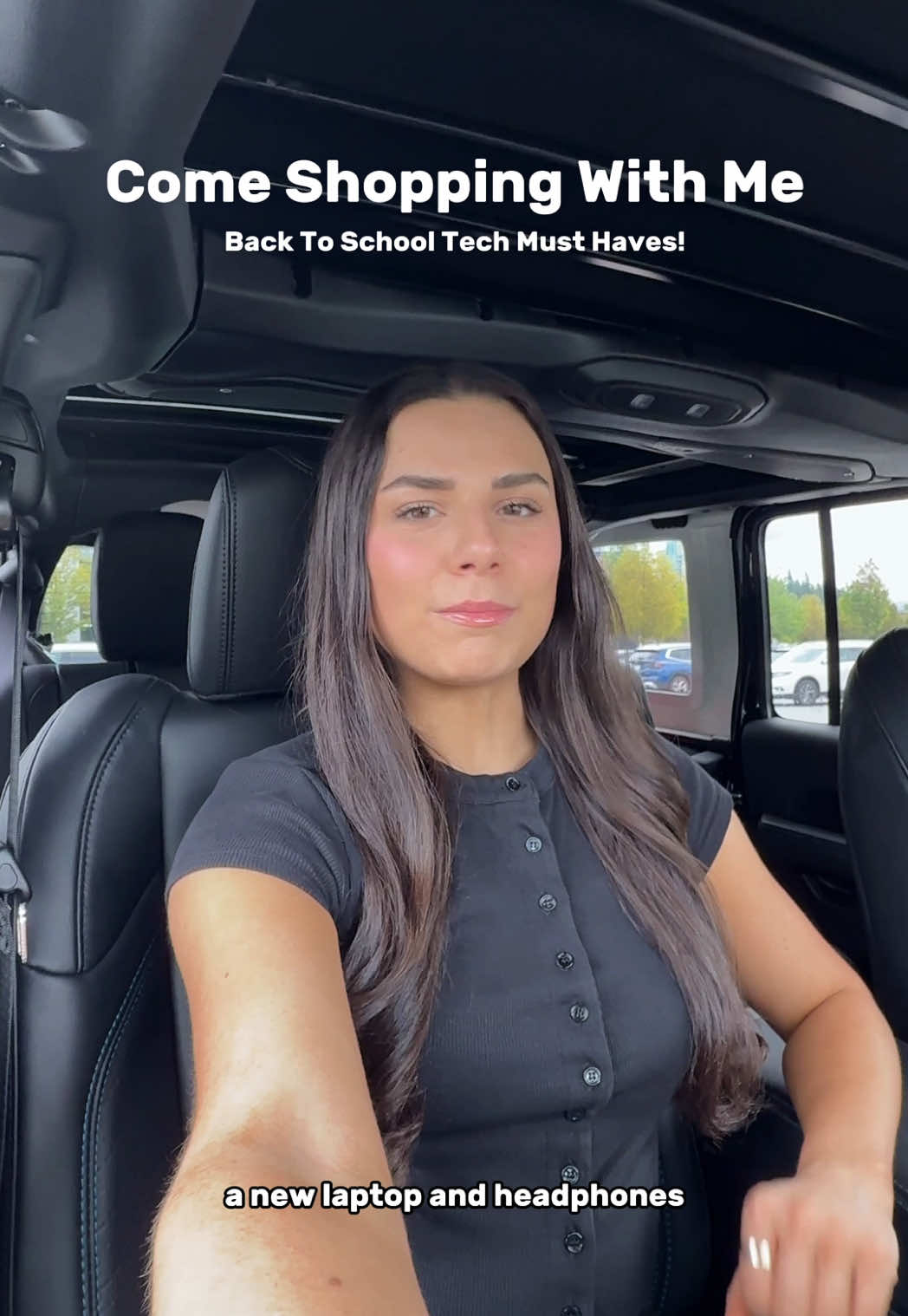 TikTok post by @purelycristina for Best Buy. Caption reads: Back-to-school season = tech upgrade season 🎧💻⌚️....