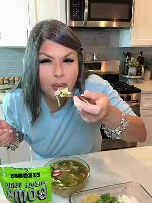 TikTok post by @jenmoralesfam04 for EZ Bombs. Caption reads: EZBOMBS Pozole Verde Bomb is Back! Don’t wait!....