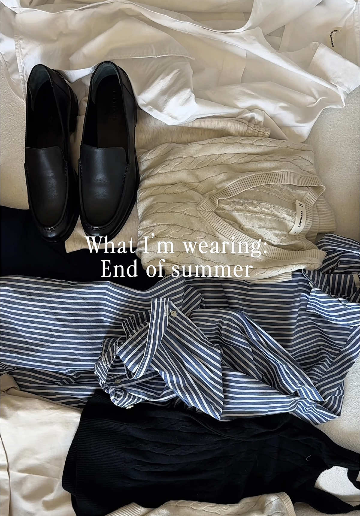 TikTok post by @maddison__lynn for Everlane. Caption reads: [...] layer and this cotton cashmere from....