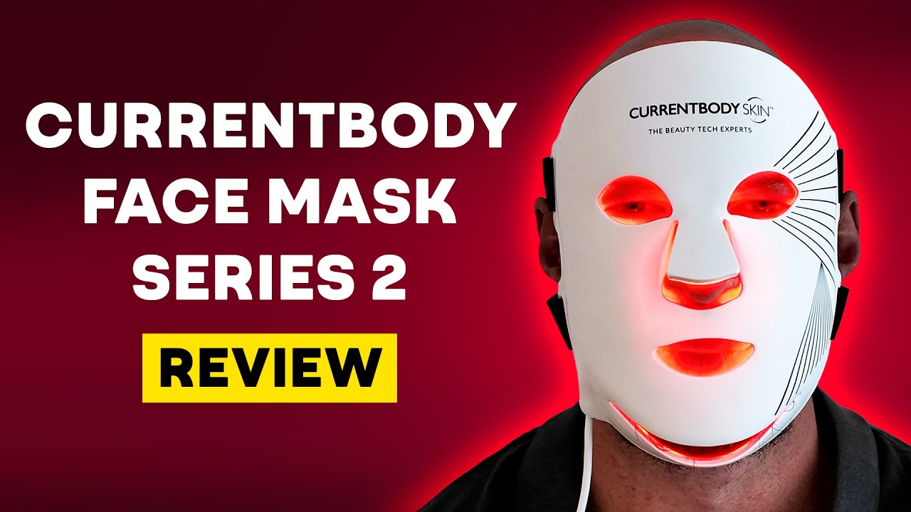YouTube post by @LightTherapyInsiders for currentbody. Caption reads: The CurrentBody LED red light therapy mask [...].