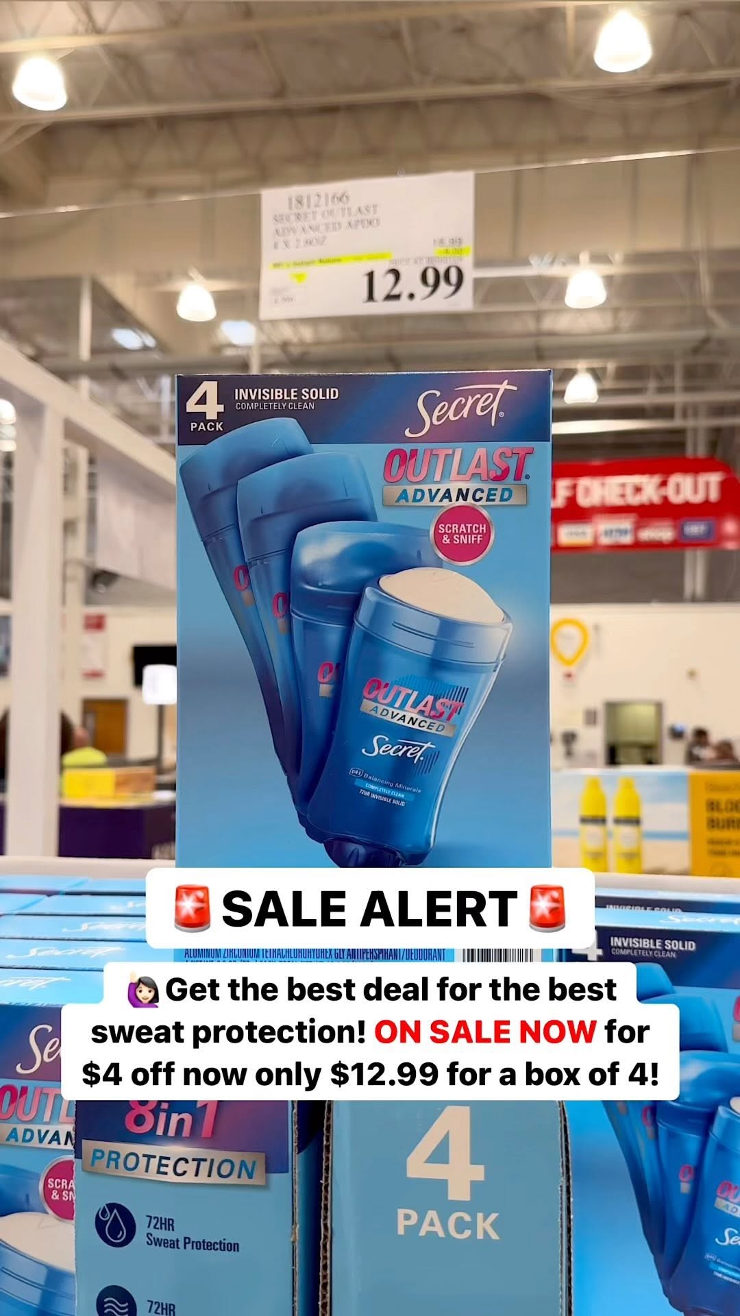 Instagram post by @costcodeals for Secret Deodorant. Caption reads: #AD #SecretDeoPartner

🚨SALE ALERT🚨
🙋🏻‍♀️Get....