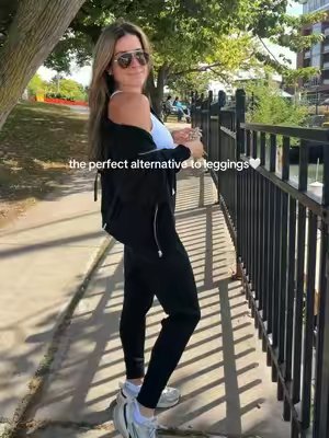 TikTok post by @kristinmarieclark for The Gym People. Caption reads: [...] perfect alternative to leggings🤍 @THE GYM....