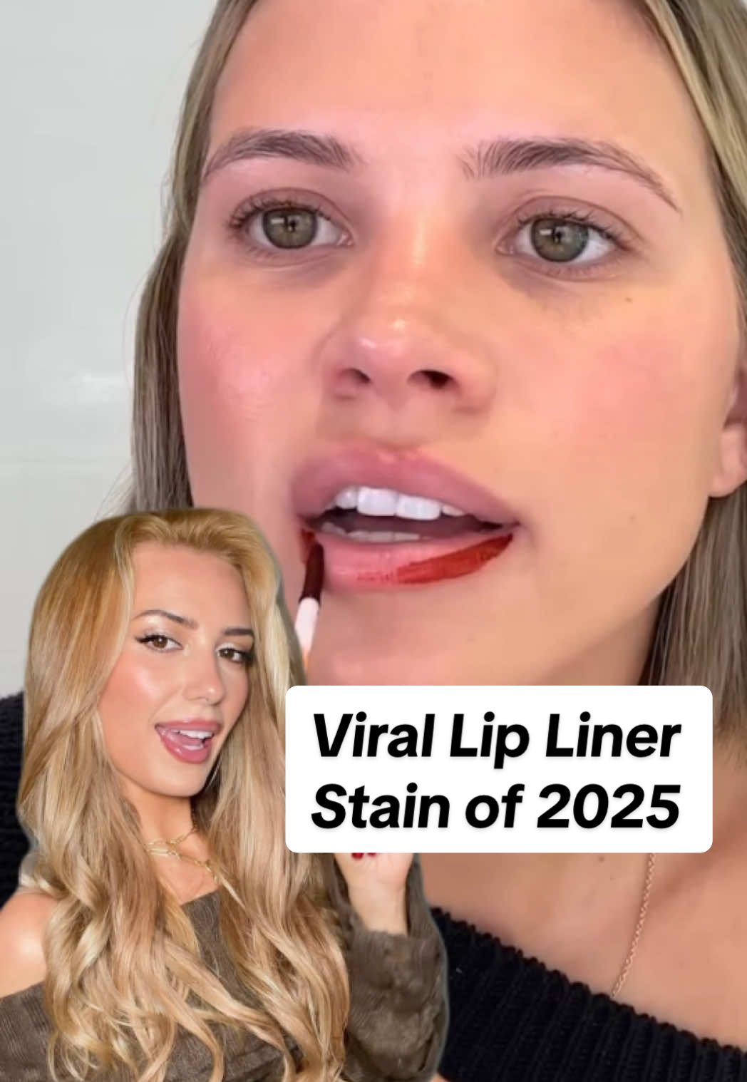 TikTok post by @victorialyn for Sacheu. Caption reads: The IT-girl lip stain of 2025! @SACHEU Beauty US ....