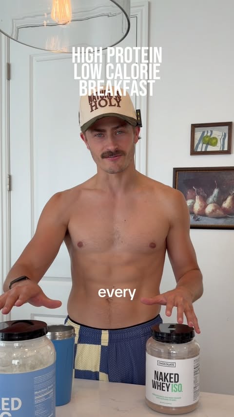 Instagram post by @dailyrepsguy for Naked Nutrition. Caption reads: [...] g of protein. Yes please. Thank you....