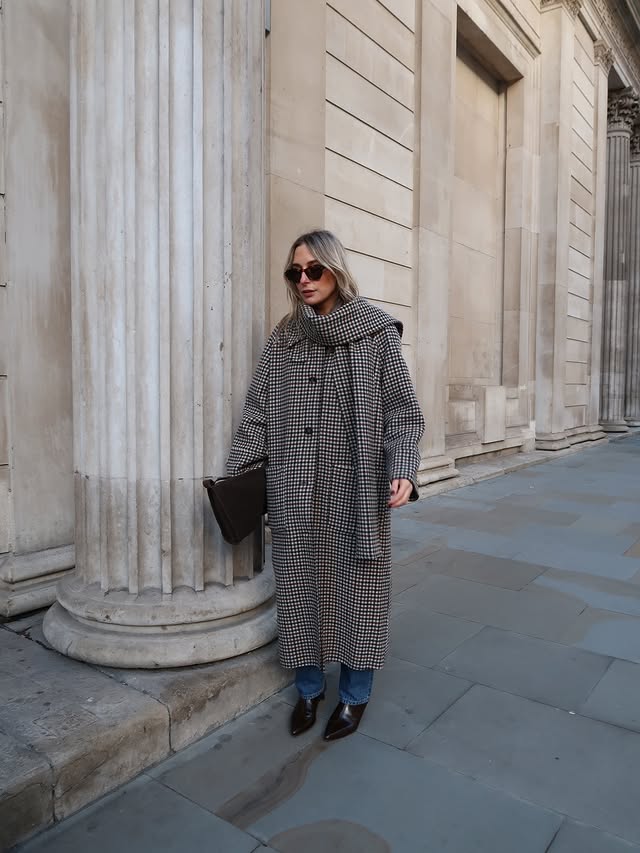 Instagram post by an influencer for Sézane. Caption reads: In December the coat is almost always the outfit....