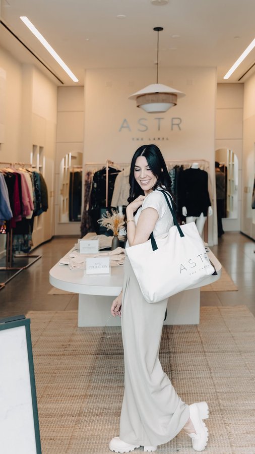 Instagram post by @_erikadelacruz for ASTR The Label. Caption reads: Had a blast styling 3 fall looks from ASTR’s new....