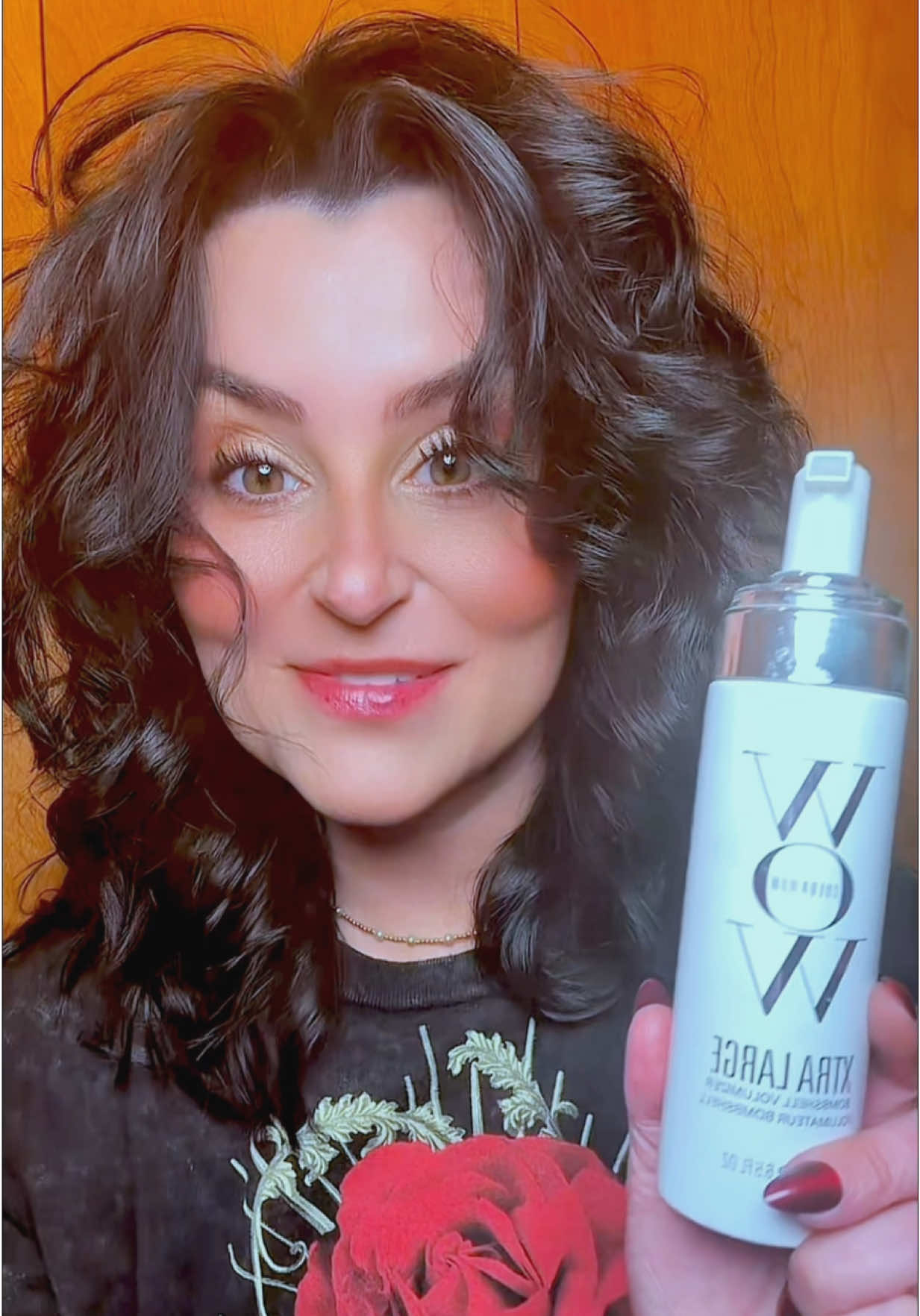 TikTok post by @tiffsghosttalk for Color Wow Hair. Caption reads: @Color Wow Hair xtra large volumizer is my go to....