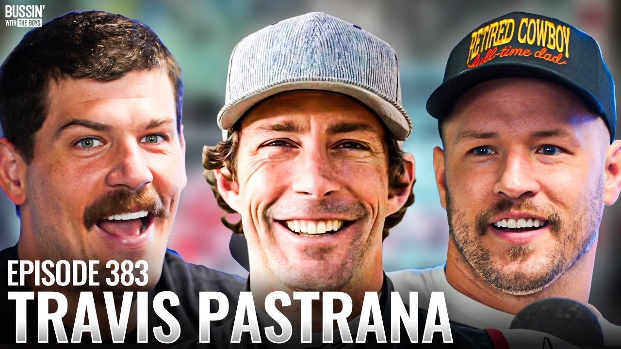 YouTube post by @BussinWithTheBoys for FanDuel. Caption reads: Travis Pastrana's Triple Backflip Bet + Helping....