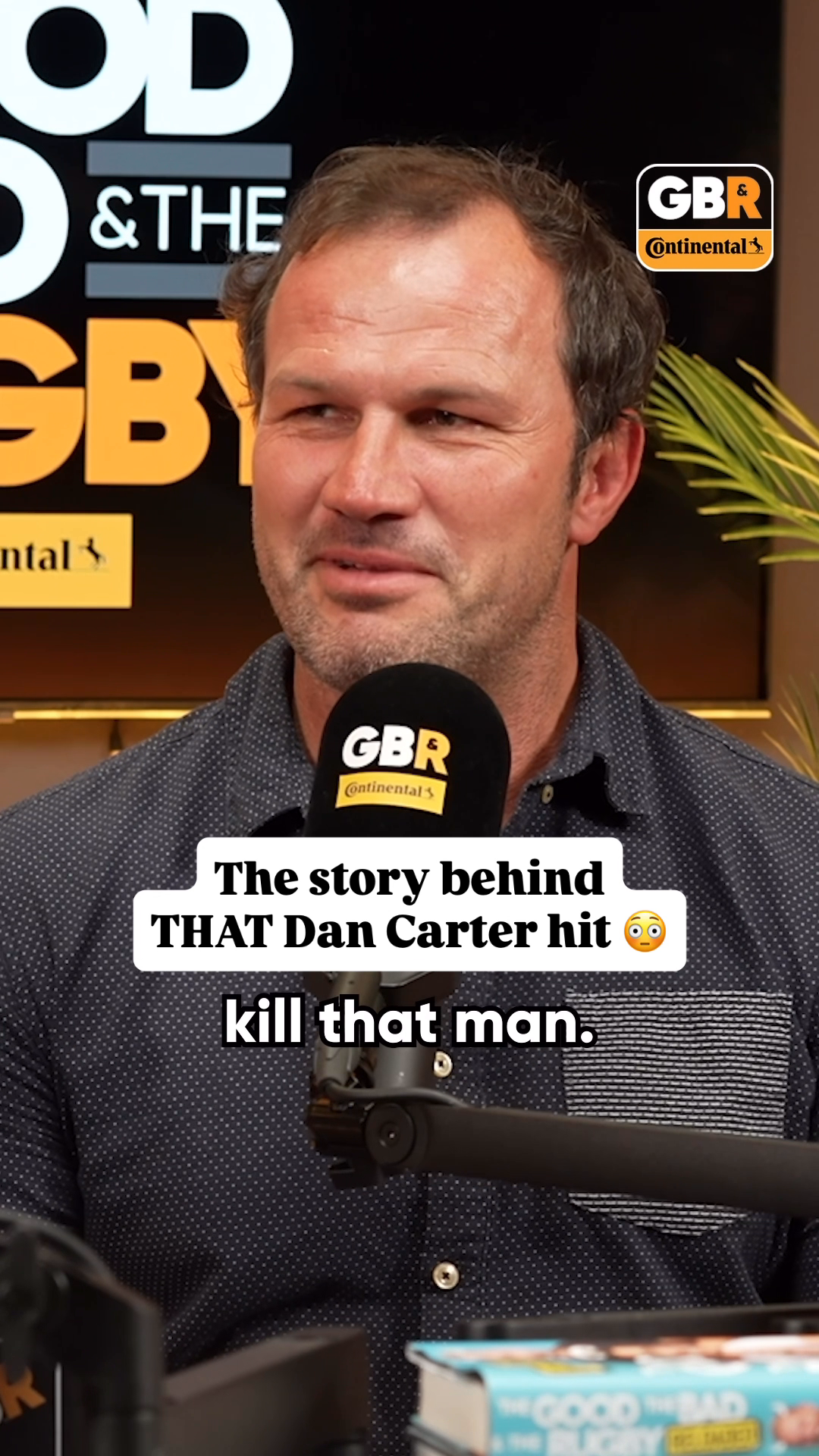 TikTok post by @goodbadrugby for Continental Reifen. Caption reads: Bismarck du Plessis: Dan Carter super-fan 😂 This....
