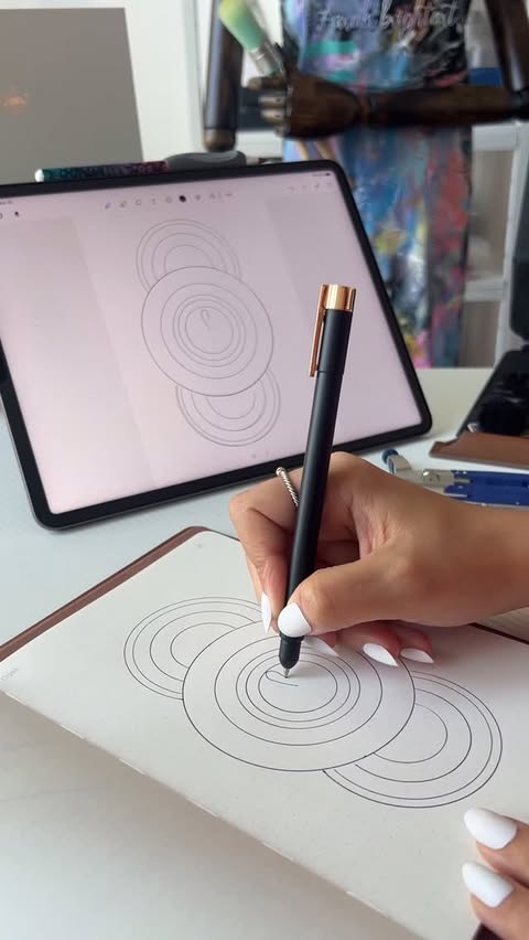 Instagram post by @farah.brightart for HUION. Caption reads: Trying @huiontablet for the first time and I can....