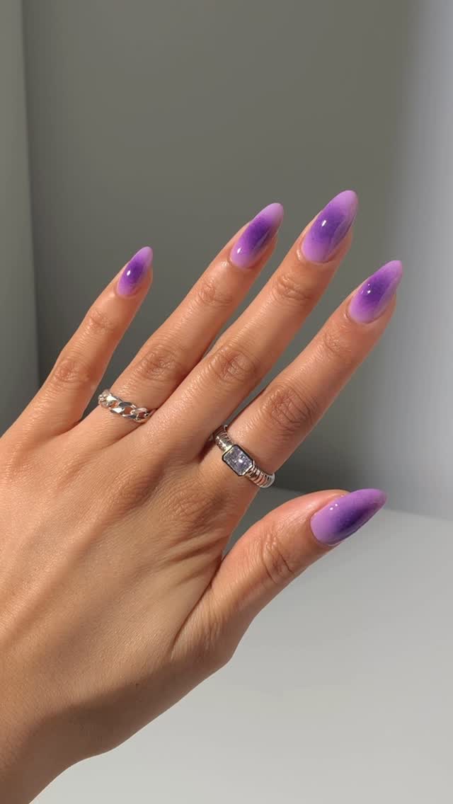 Instagram post by @glossytipped for balibody. Caption reads: A deep violet aura, inspired by new @balibody Self....