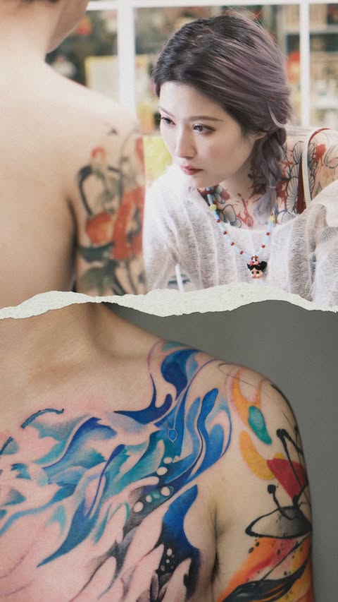 Instagram post by @inkin.official for EZ Tattoo Supply. Caption reads: This is a feeling-inspired tattoo. This client....