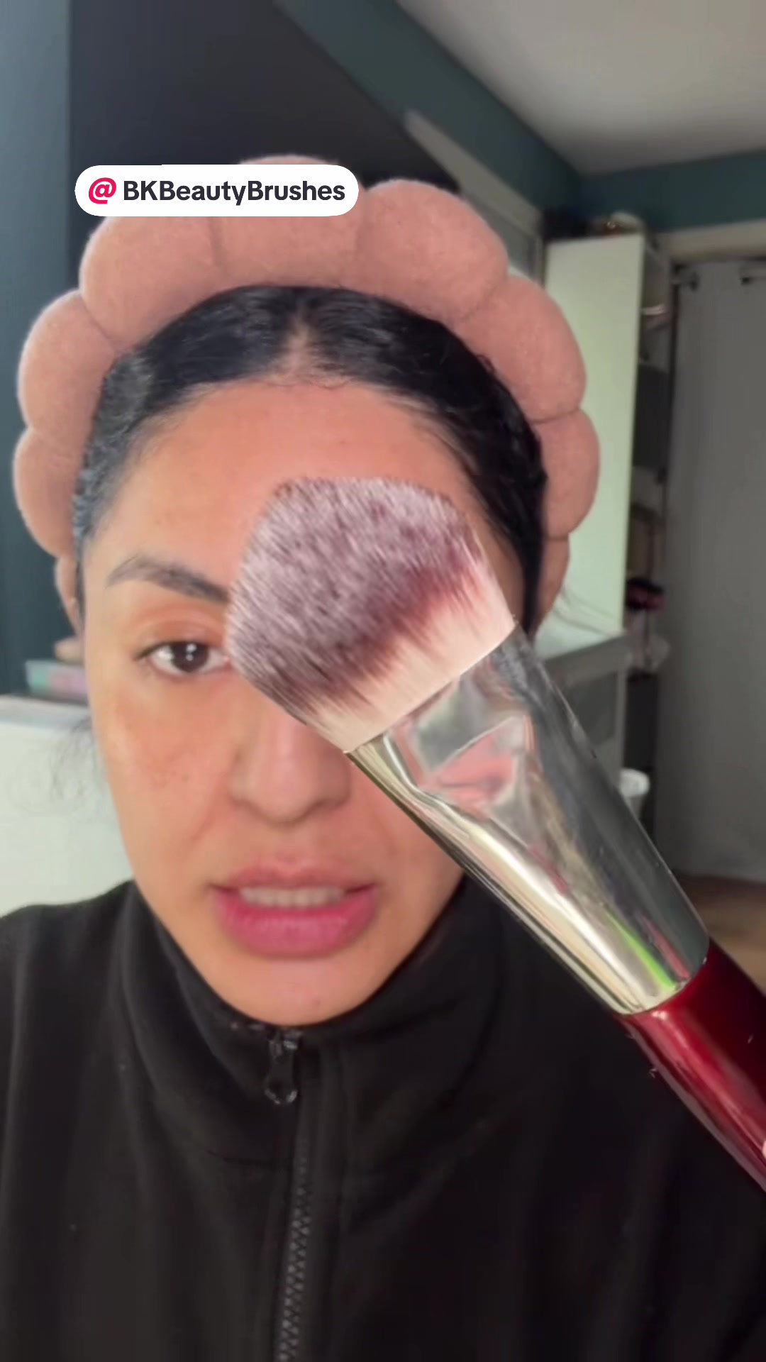 TikTok post by @monnbeautymua for BK Beauty. Caption reads: @BK Beauty Brushes #tiktokshopcreatorpicks [...].