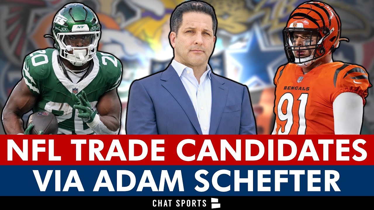 YouTube post by @chatsports for Omaha Steaks. Caption reads: 🚨 Adam Schefter’s Top NFL Trade Candidates Before....
