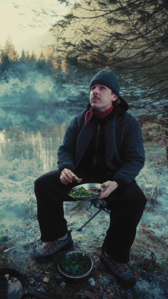 Instagram post by @jounisto for Victorinox. Caption reads: In the woods with my @victorinox_dach wood....