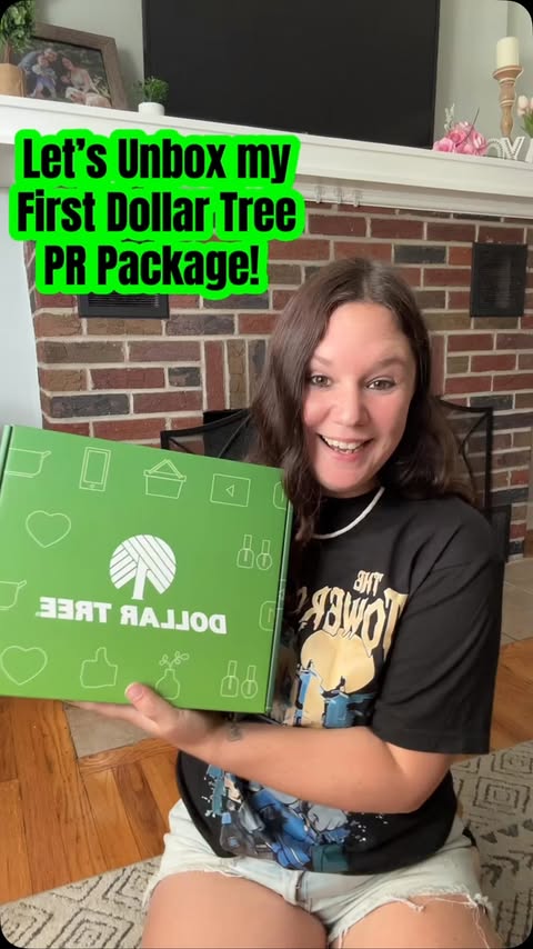 Instagram post by @cassidys_corner_official for Dollar Tree. Caption reads: Let’s unbox my first ever Dollar Tree PR package!....