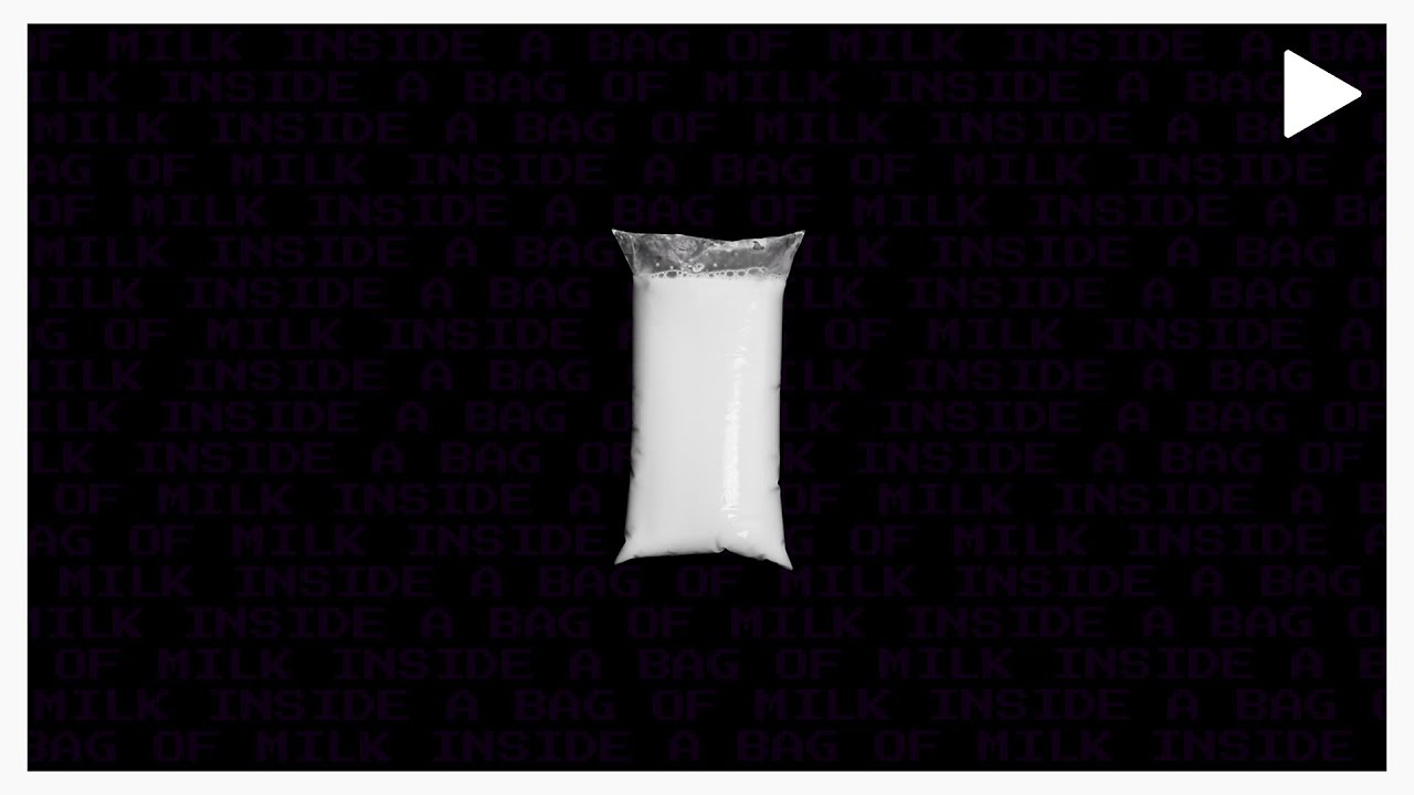YouTube post by @SMii7Yplays for Shutterstock. Caption reads: Milk inside a bag of milk inside a bag of milk.