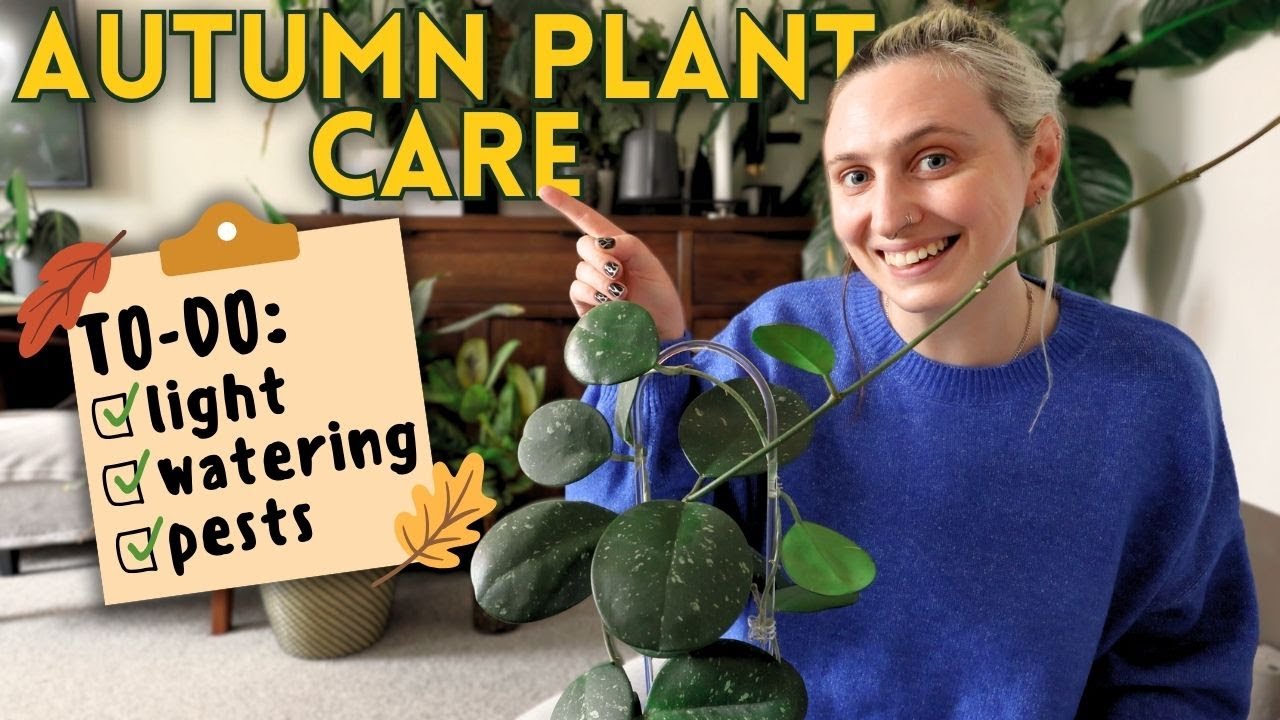 YouTube post by @GoodGrowing for Soltech. Caption reads: Autumn Houseplant Care Guide 🍁 Don't Forget These....