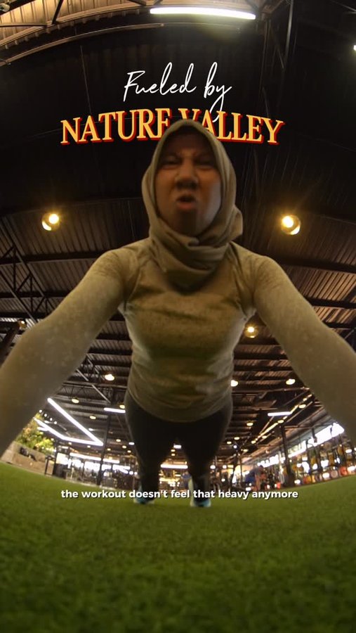 Instagram post by @ainramli for Nature Valley. Caption reads: From meh to mighty in one bite! 10g of protein,....