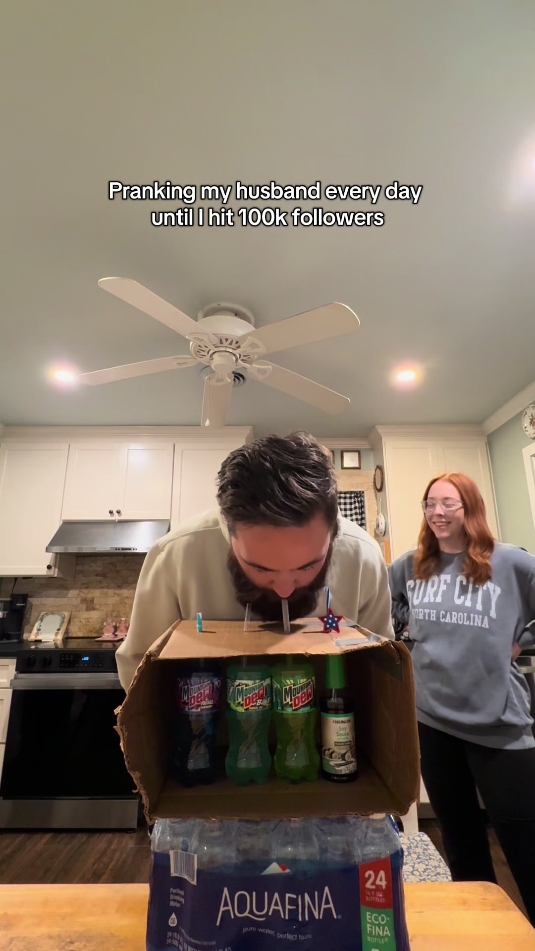 TikTok post by @thepurdys_ for Mountain Dew. Caption reads: @Mountain Dew my husband is your biggest fan 🤗....