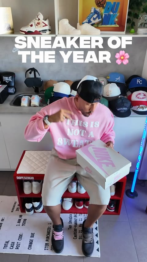 Instagram post by @dopesergio for StockX. Caption reads: IMO, sneaker of the year hands down 🌸❤️ @StockX....
