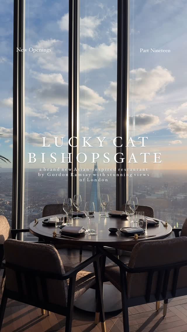 Instagram post by @22bishopsgate_ for Lucky Cat. Caption reads: [...] The fourth location of the renowned Lucky....