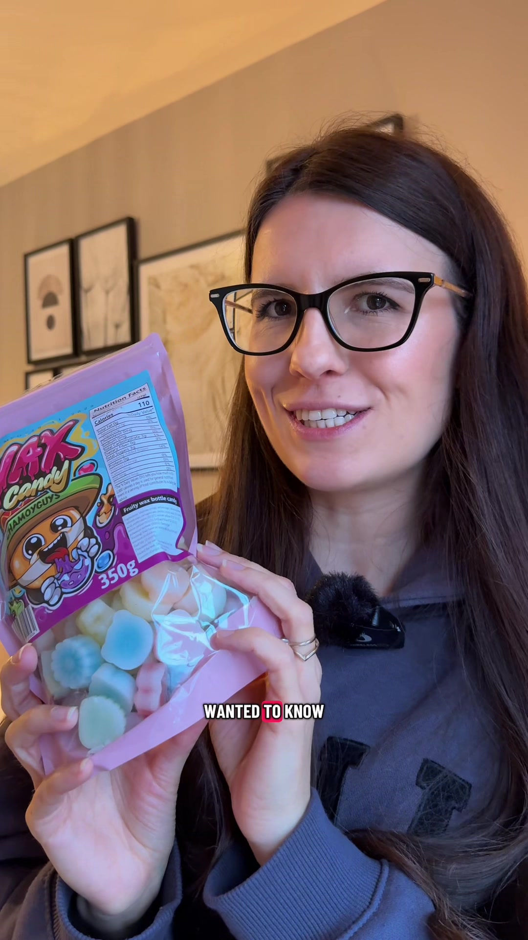 TikTok post by @violet.hollow for ChamoyGuysUK. Caption reads: Chewy wax candy! 🍭 🌻🍓@ChamoyGuysUK #waxcandy....