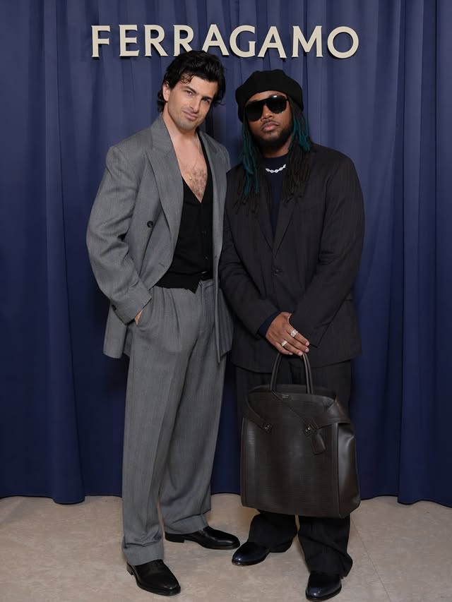 Instagram post by @leonthomas for FERRAGAMO. Caption reads: [...] music, and new experiences. Grazie....