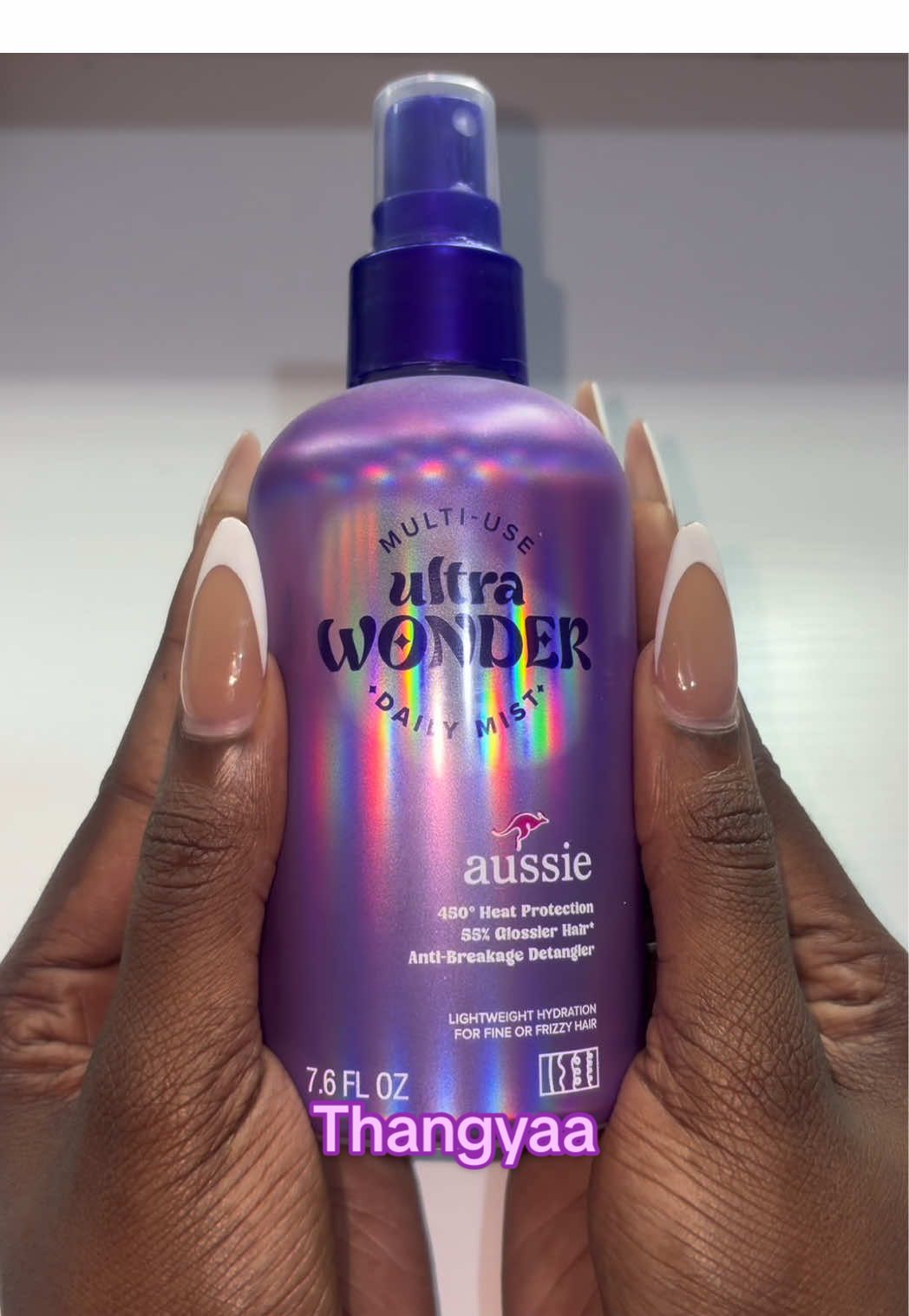 TikTok post by @ayafarrr for Aussie Hair. Caption reads: [...] Daily Mist, Good For All Hairstyles💜....