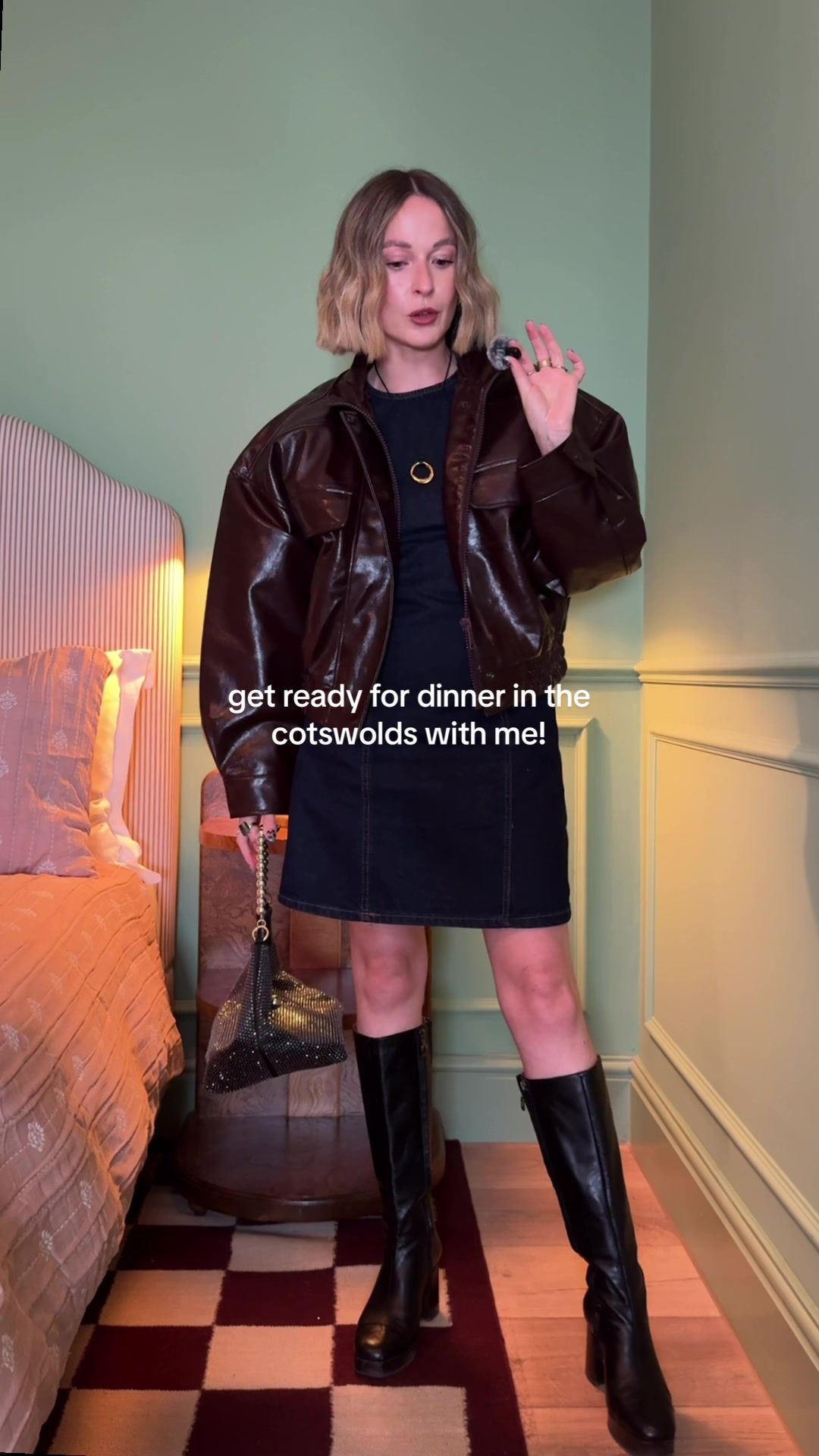 TikTok post by @fellaby for Atolea Jewelry. Caption reads: night one @Kin House, with @George At Asda 💛🤠....