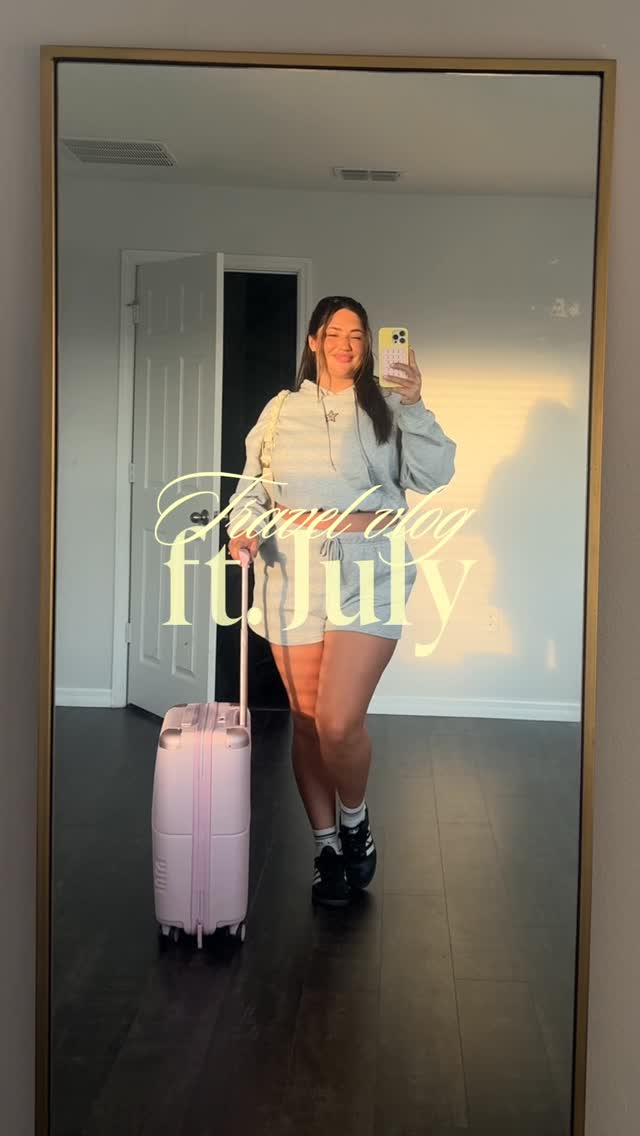 Instagram post by @jesssicacraft for July. Caption reads: Day 6 | Travel vlog 🧳⭐️ My @july carry on really....