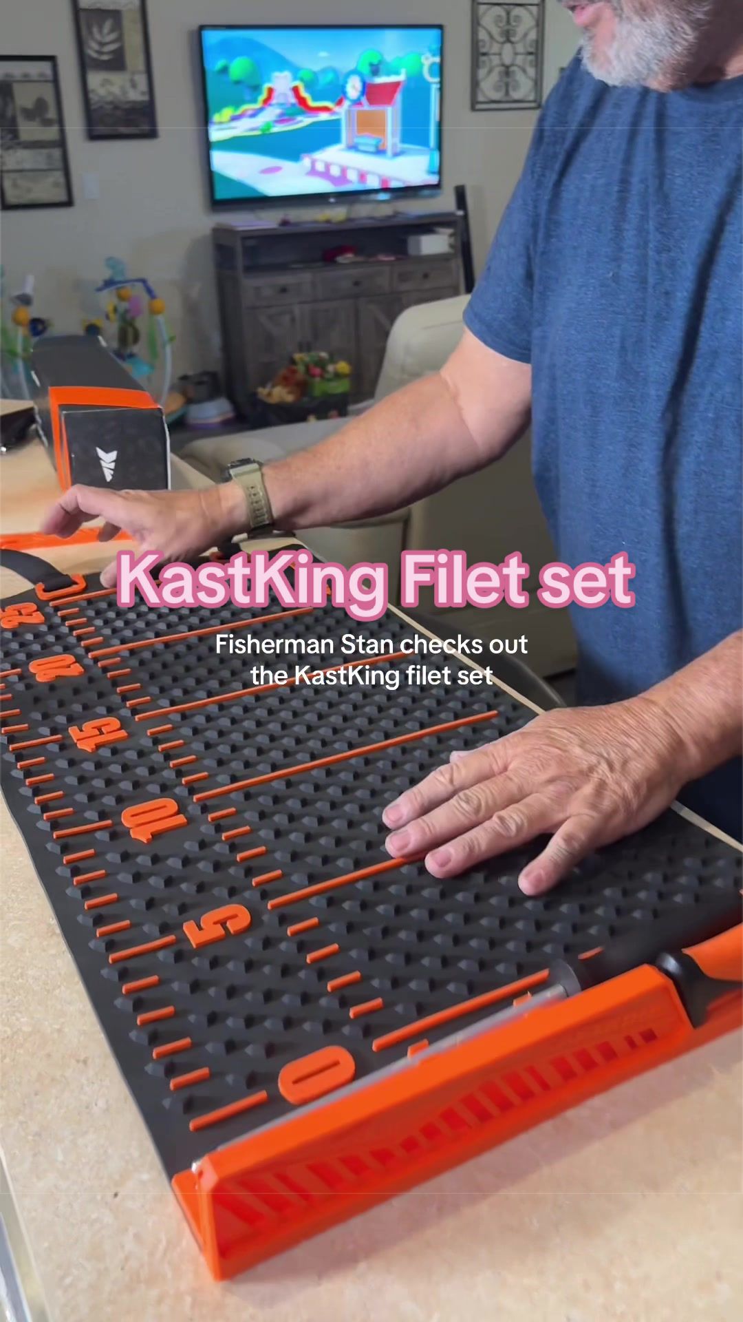 TikTok post by @momish.vibes for KastKing. Caption reads: Safe to say he’s a fan! @KastKingUSA #kastking....