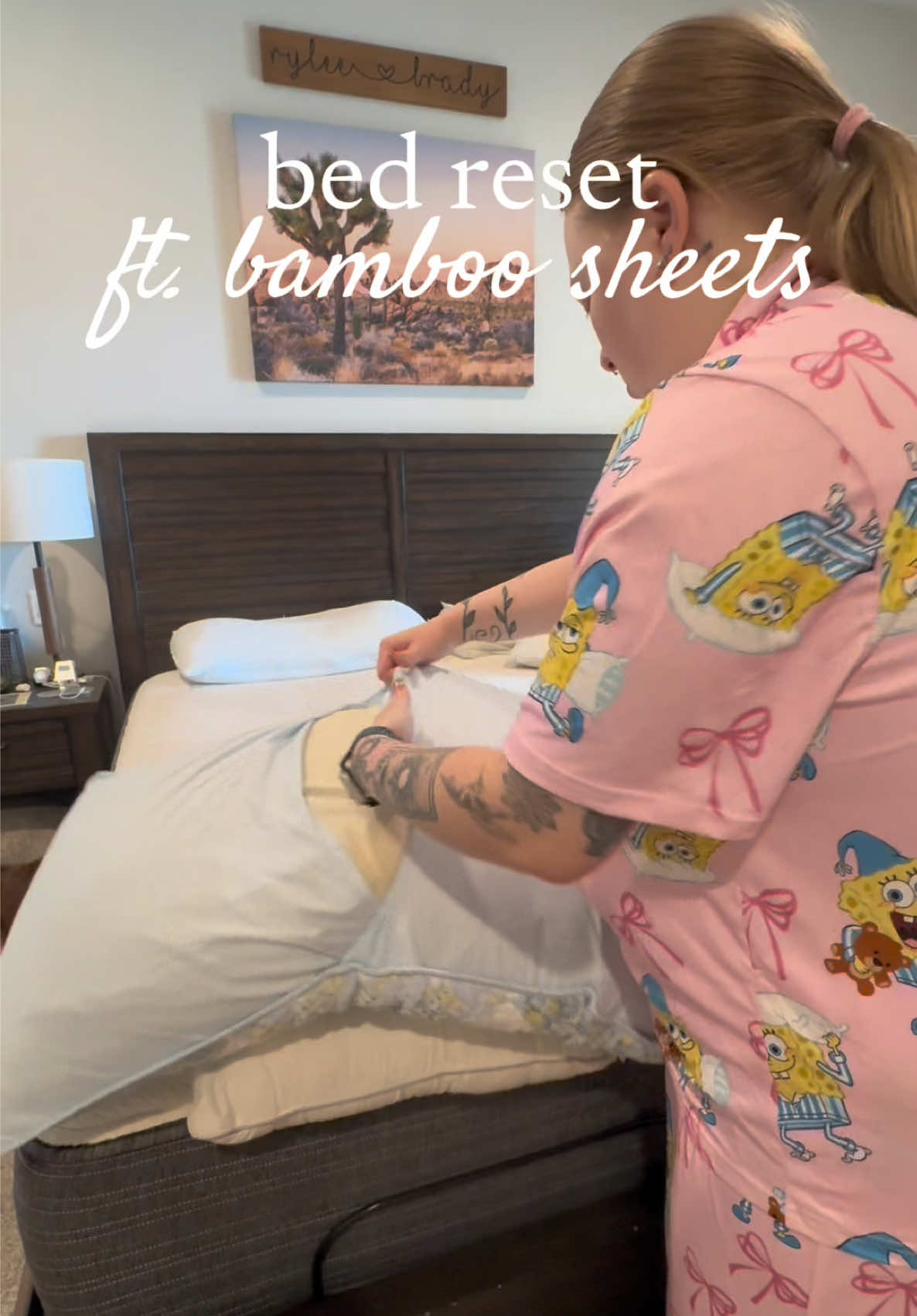 TikTok post by @ryleebarroso for Shilucheng Home. Caption reads: [...] #bedding #coolingsheets @Shilucheng Home.