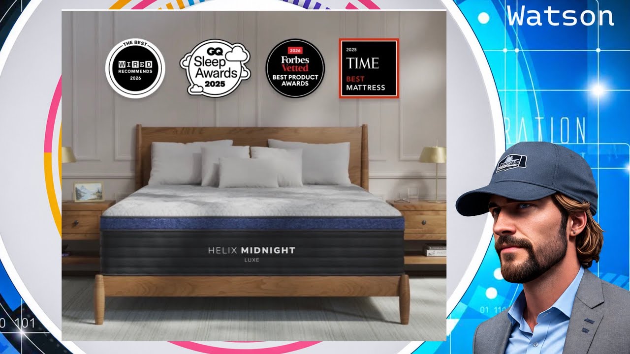 YouTube post by @WatsonsReviews for Birch. Caption reads: [...] Elite Hybrid: Best Organic Mattress: Birch....