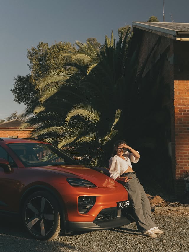 Instagram post by @juliet.sierra for Porsche. Caption reads: @porschemelbourne challenge accepted 🍊🌴 [...].