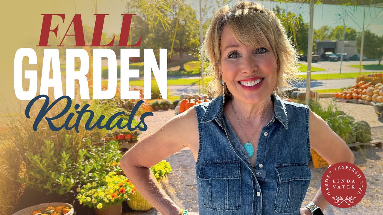 YouTube post by @LindaVater for Zazzle. Caption reads: FALL GARDEN RITUALS |  2025 🍁🌿.