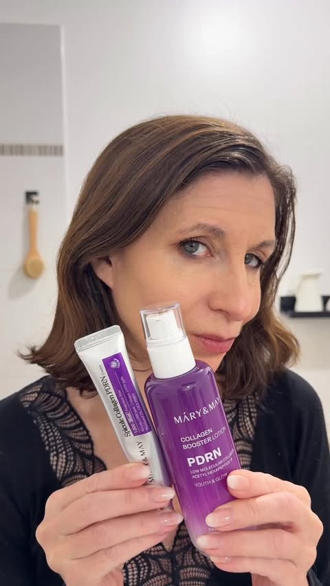 Instagram post by @faeryenne for Mary&May. Caption reads: PDRN Collagen Booster Duo @marynmay_official....